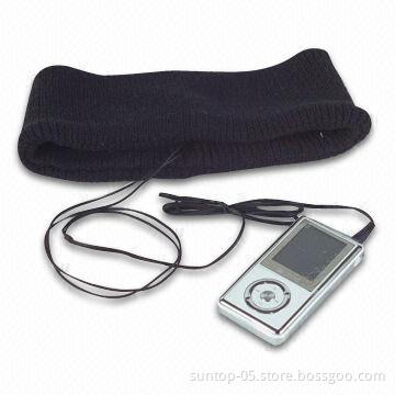 Hat with Earphones, Embroidery and Printing Features, Made of Acrylic